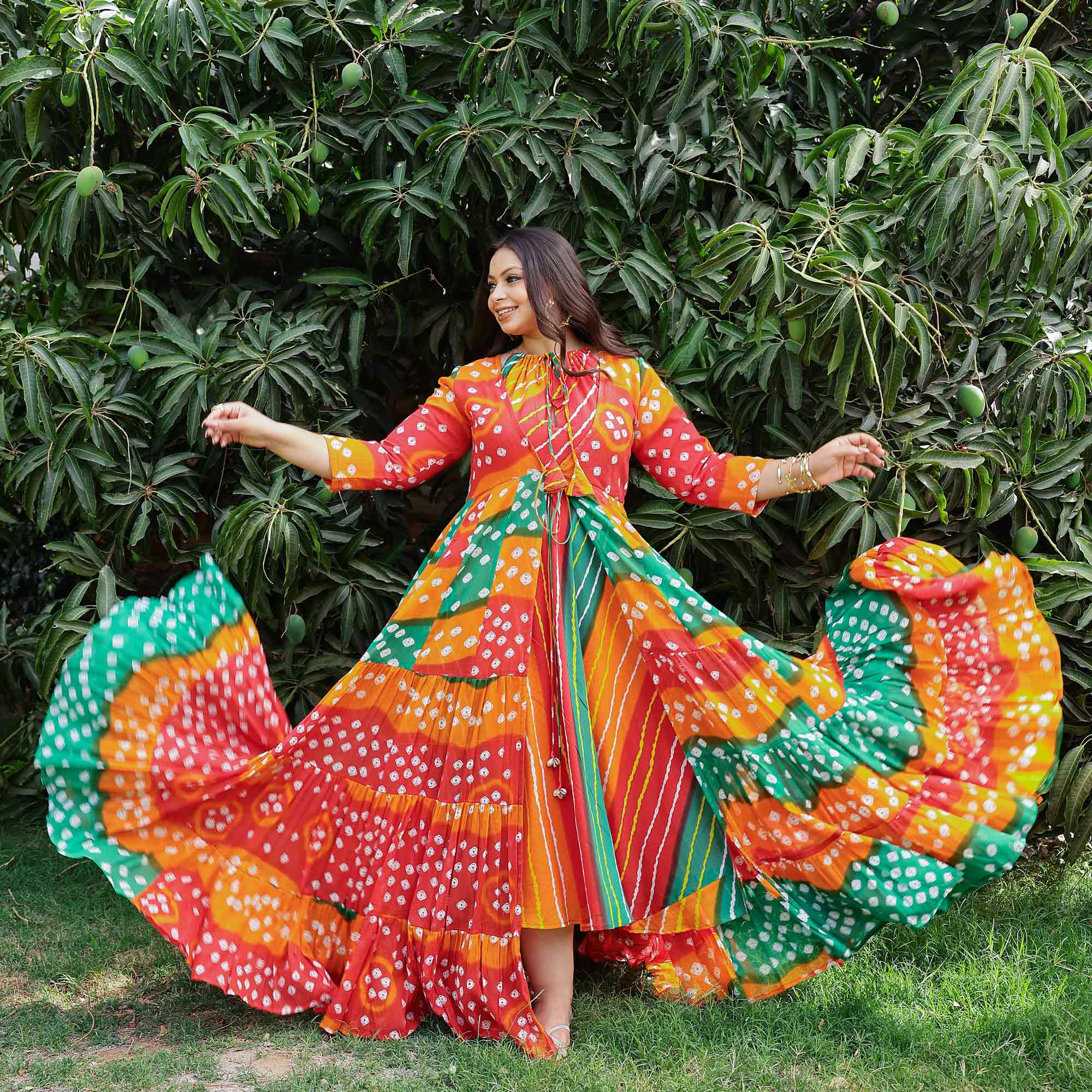 Dreamcatcher Delight Bohemian Leheriya Halter Neck Dress