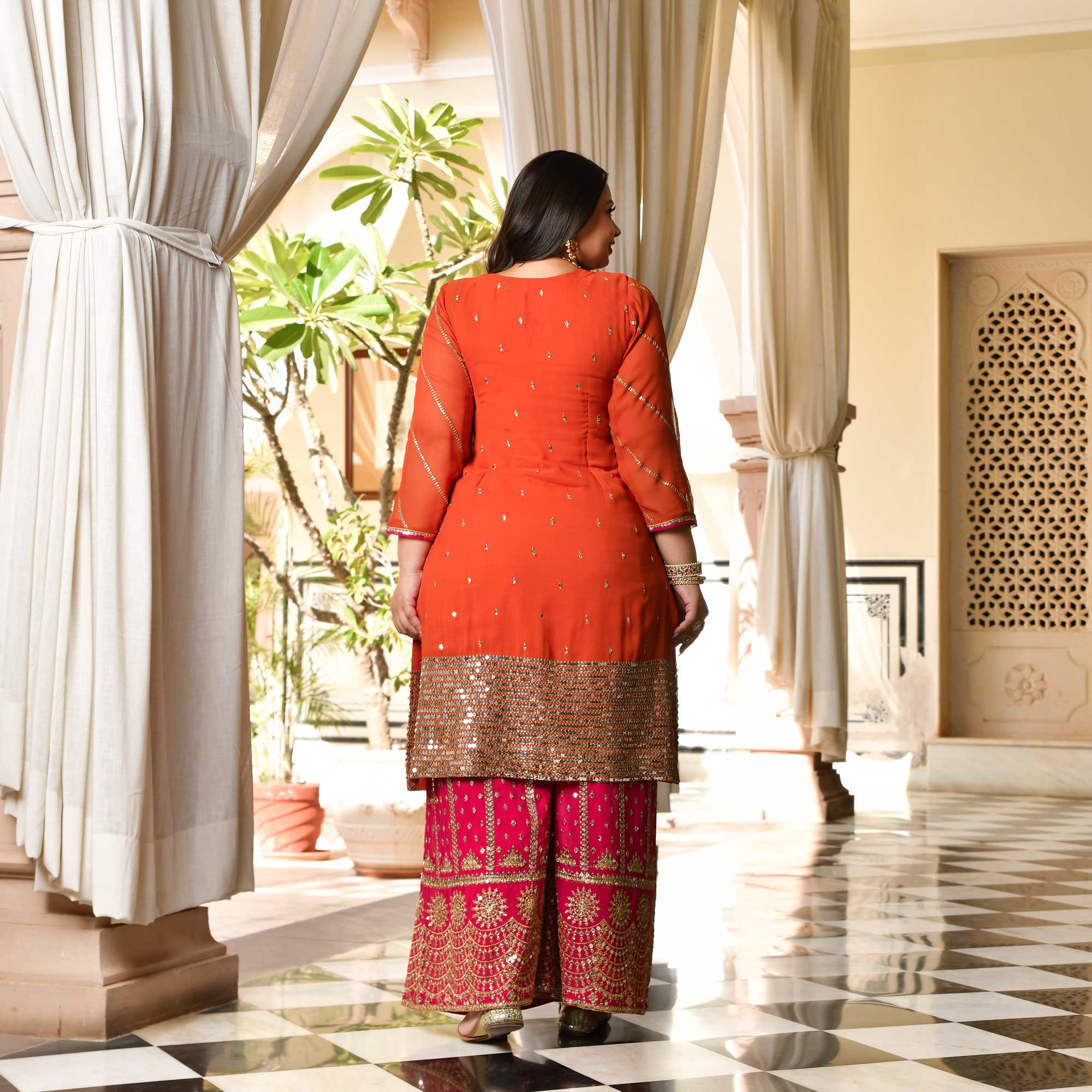Rani & Rust Sparkle Sequin Embroidered Pure Georgette Suit Set