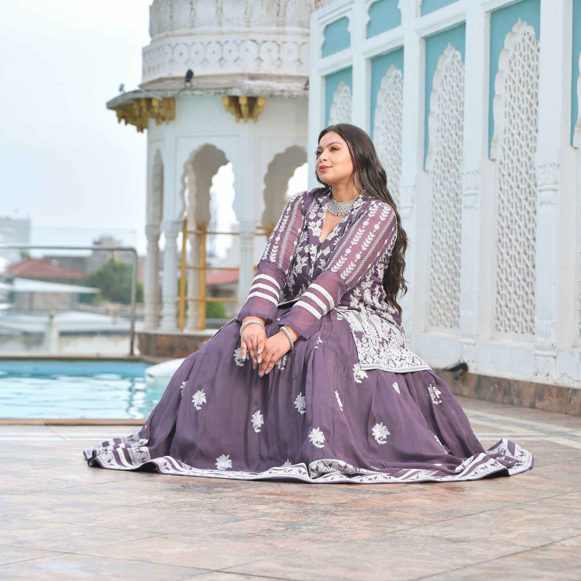 Dusky Purple Blazer Lehenga Set