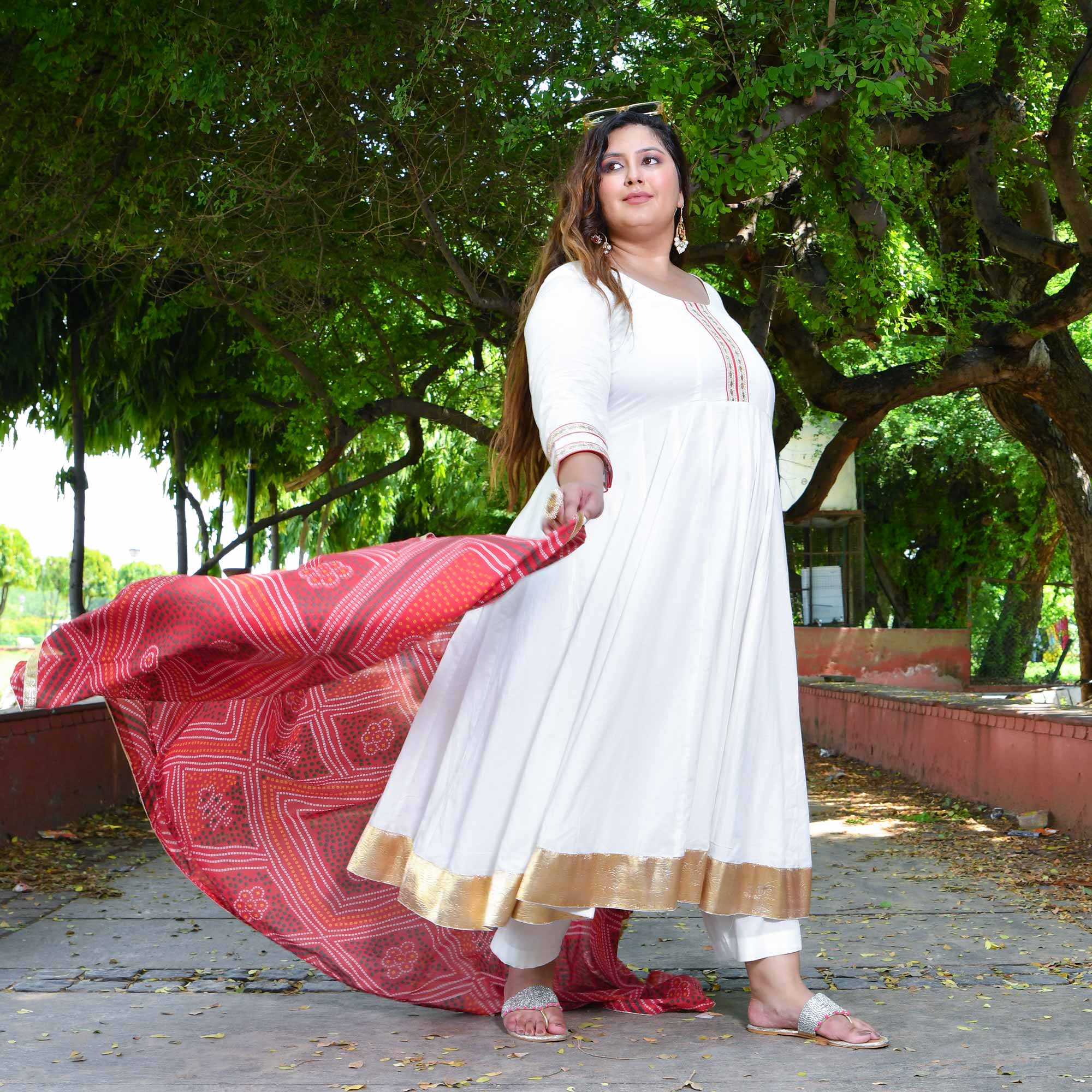 White Royal Cotton Embroidered Anarkali White Royal Cotton Embroidered Anarkali