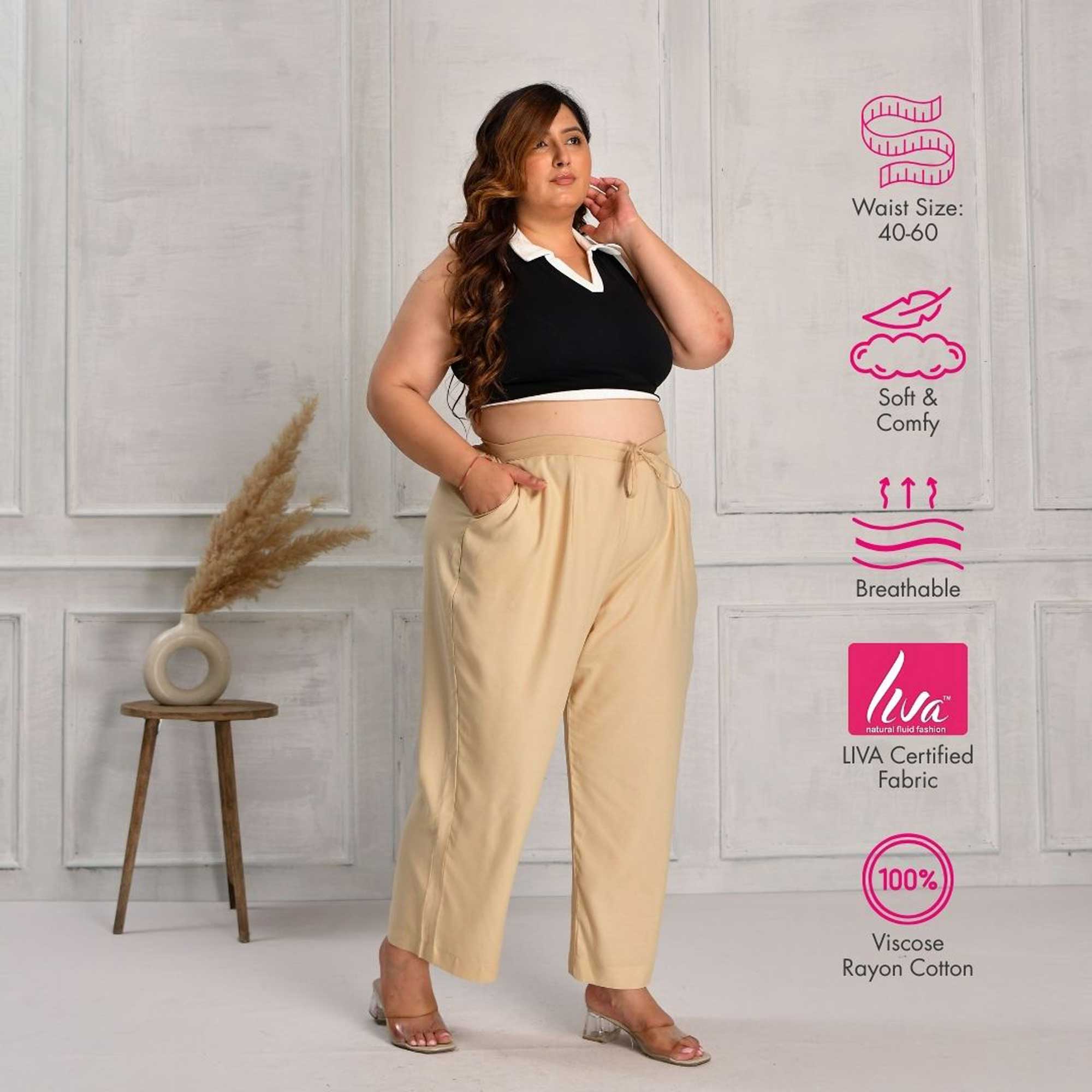Plus Size Straight Fit Pants Combo 7 (Black, White, Beige, Navy Blue)